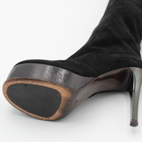 Giuseppe Zanotti Suede Over The Knee Boots 38 Womens Size 8 Black Designer - Picture 13 of 16